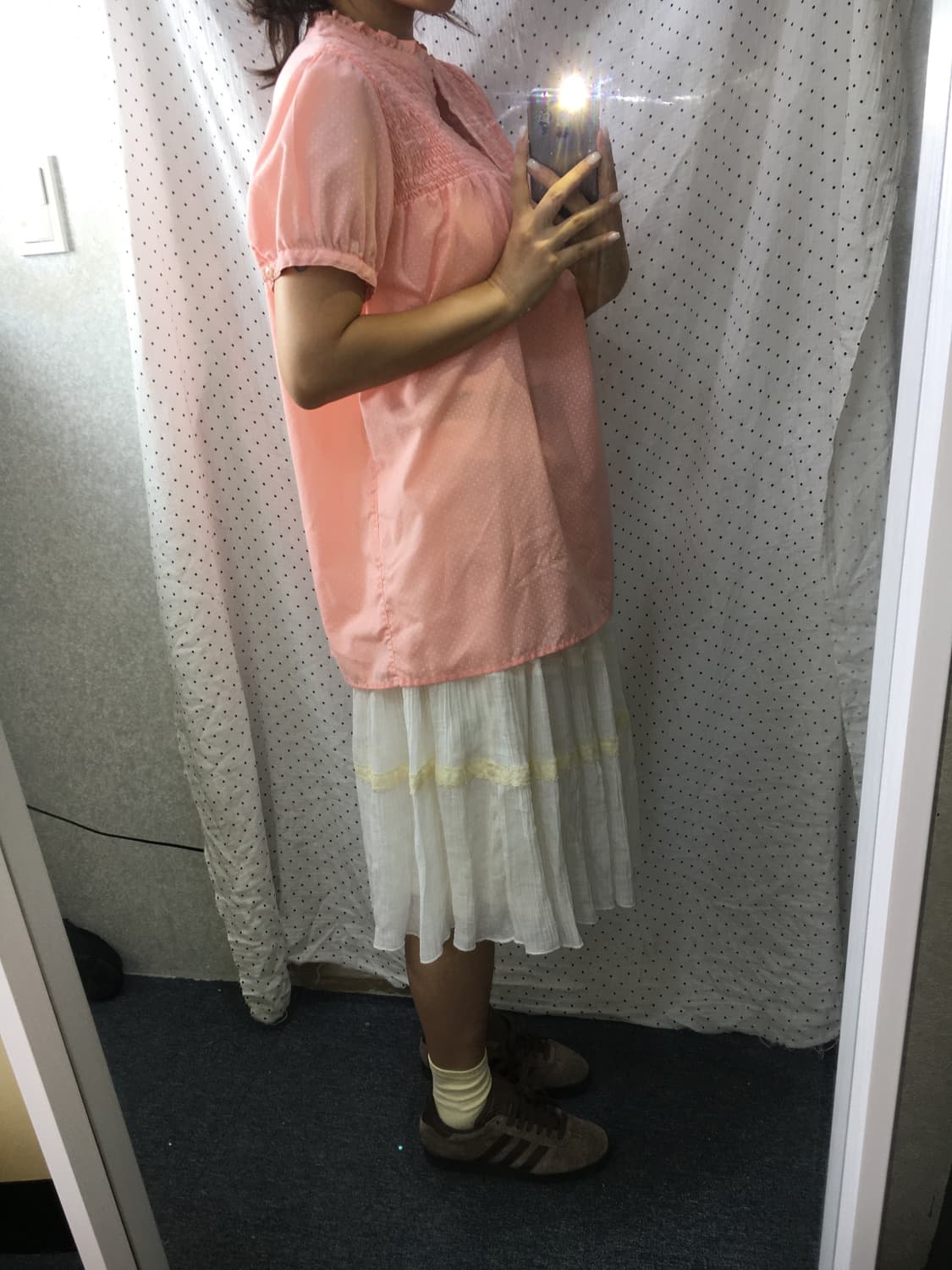 피치 핑크 도트 블라우스 상품이미지5