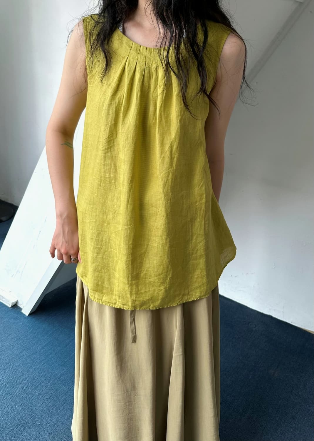 Design shirred linen sleeveless top 상품이미지8