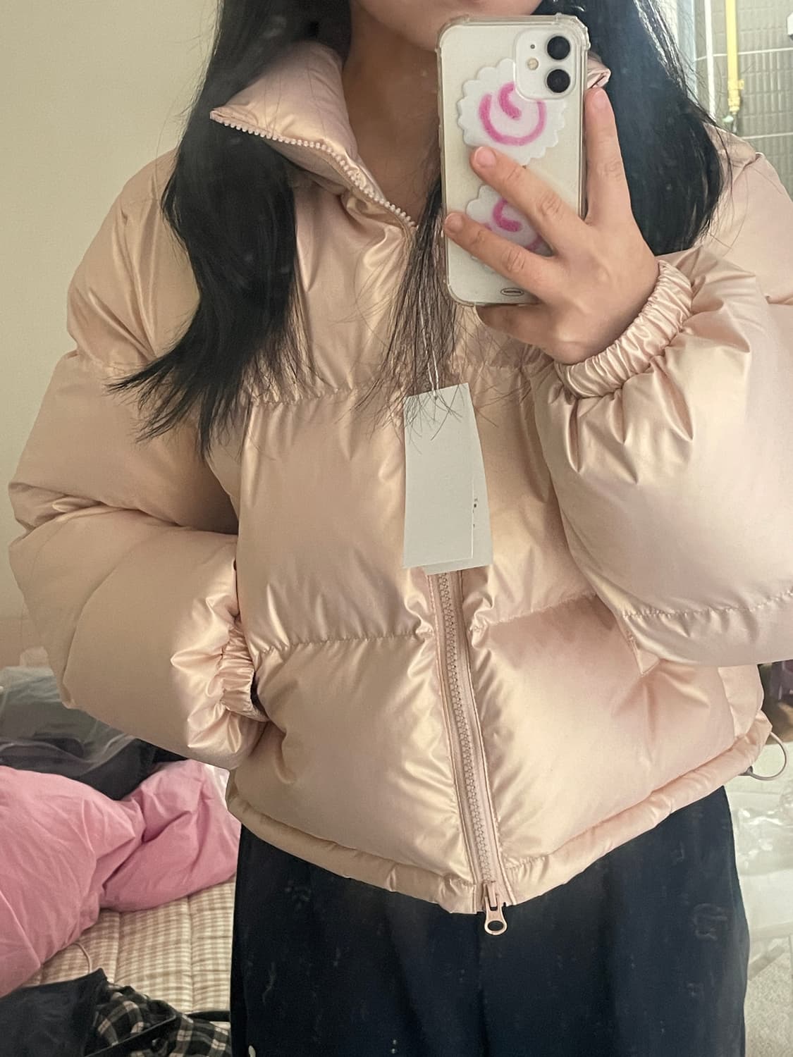 라퍼지 포 우먼 글로시 크롭 푸퍼 패딩 글로시 핑크 상품이미지1