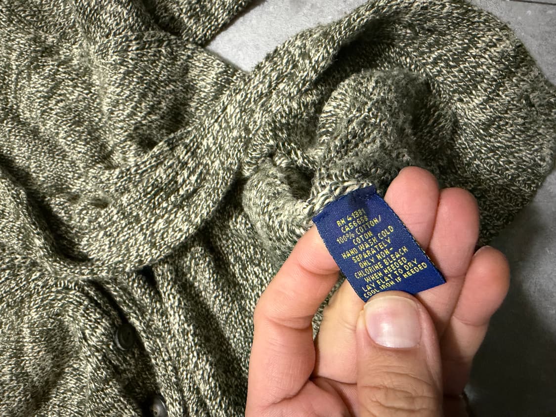 랄프로렌폴로  카키컬러 도톰 코튼 케이블 숄카라 니트가디건 95size  상품이미지8