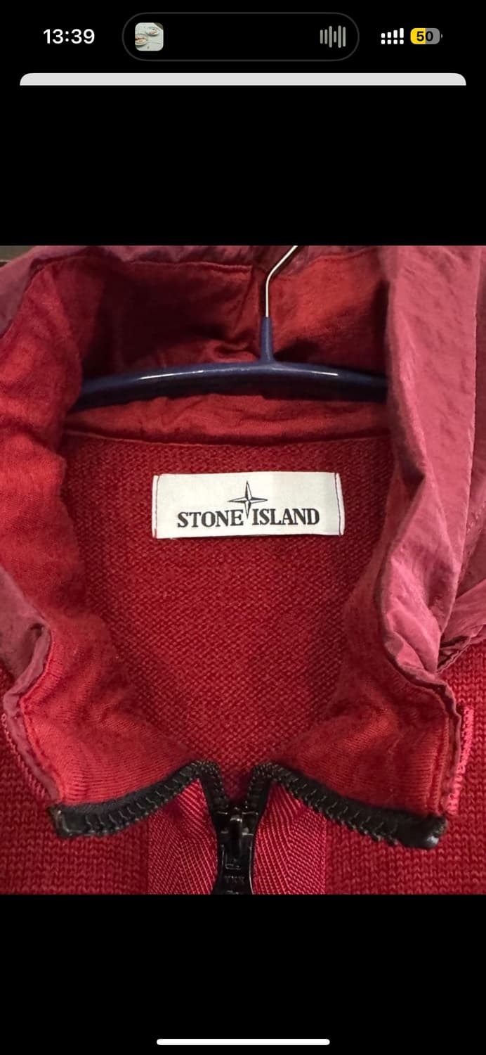 스톤아일랜드 후드 니트 집업 레드 m사이즈 상품이미지3