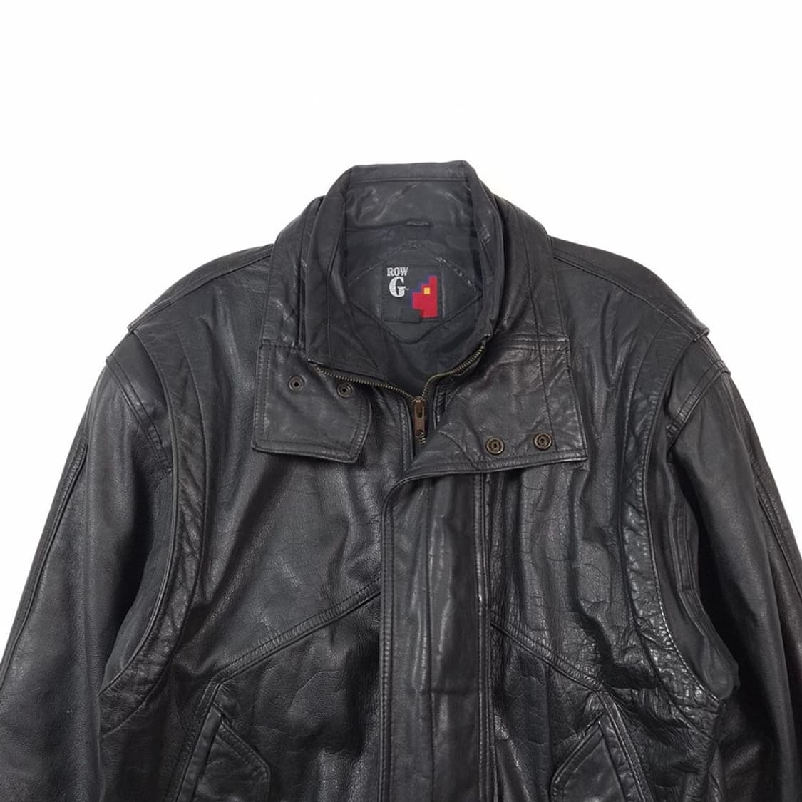 ROW G 빈티지 블랙 헤비 레더 봄버 자켓 L 상품이미지3