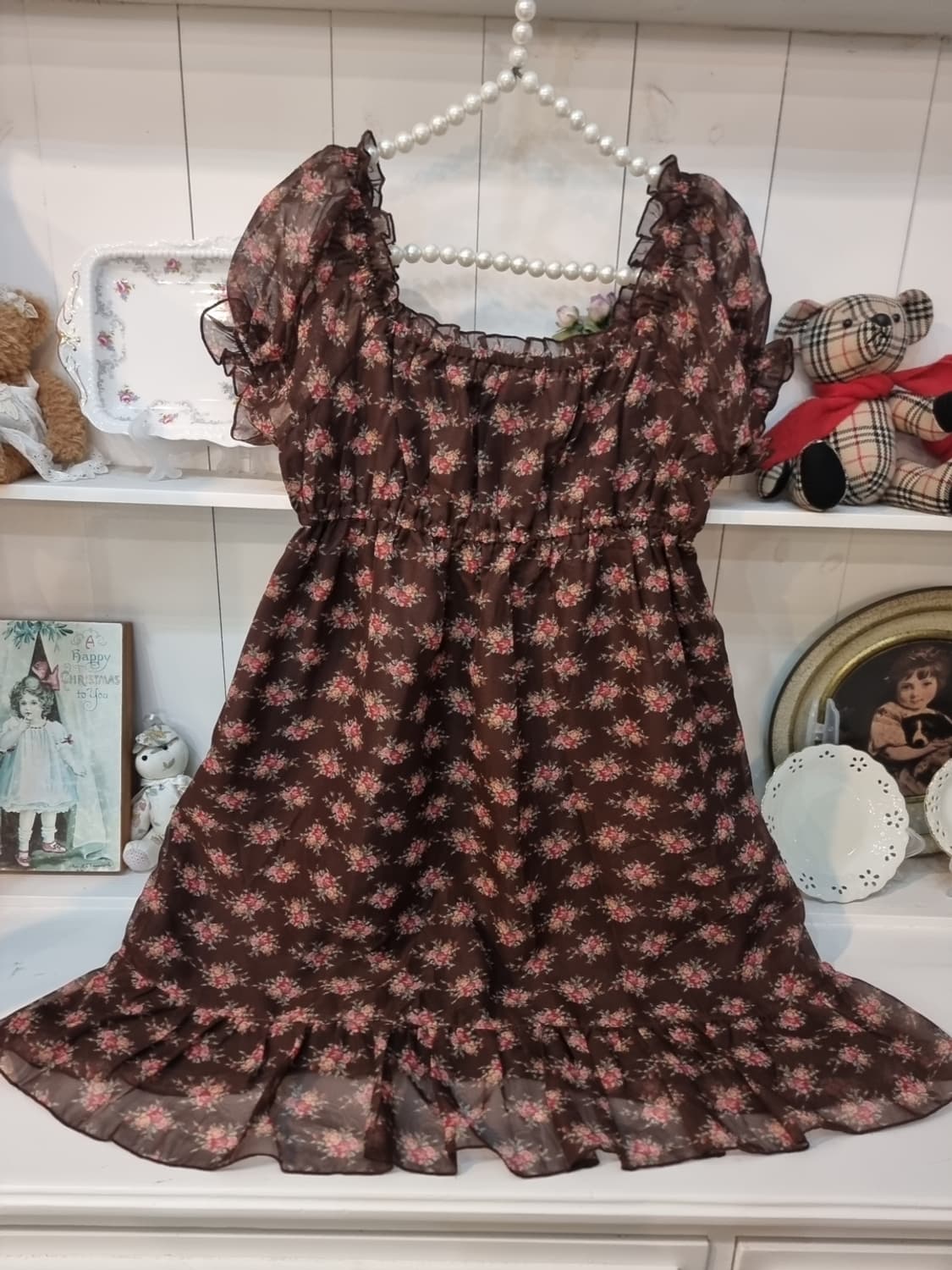 LIZ LISA 오프숄더 로즈 쉬폰 원피스 상품이미지6