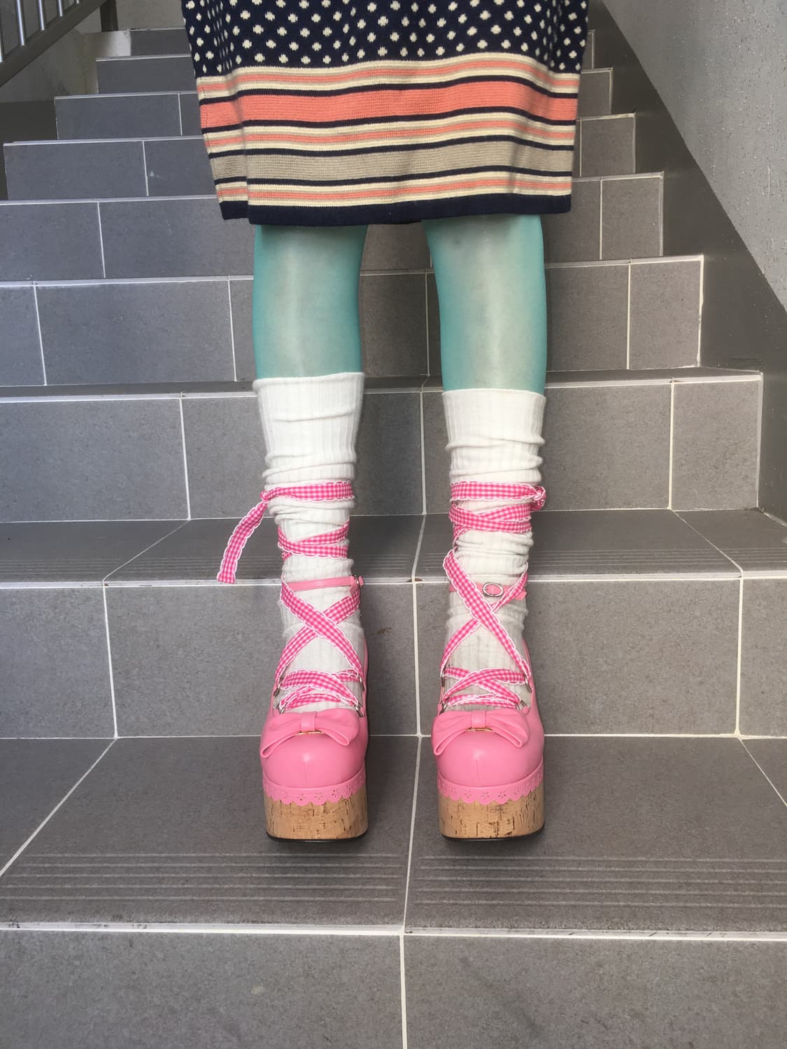 Baroque baby pink ribbon wedge heels 상품이미지7