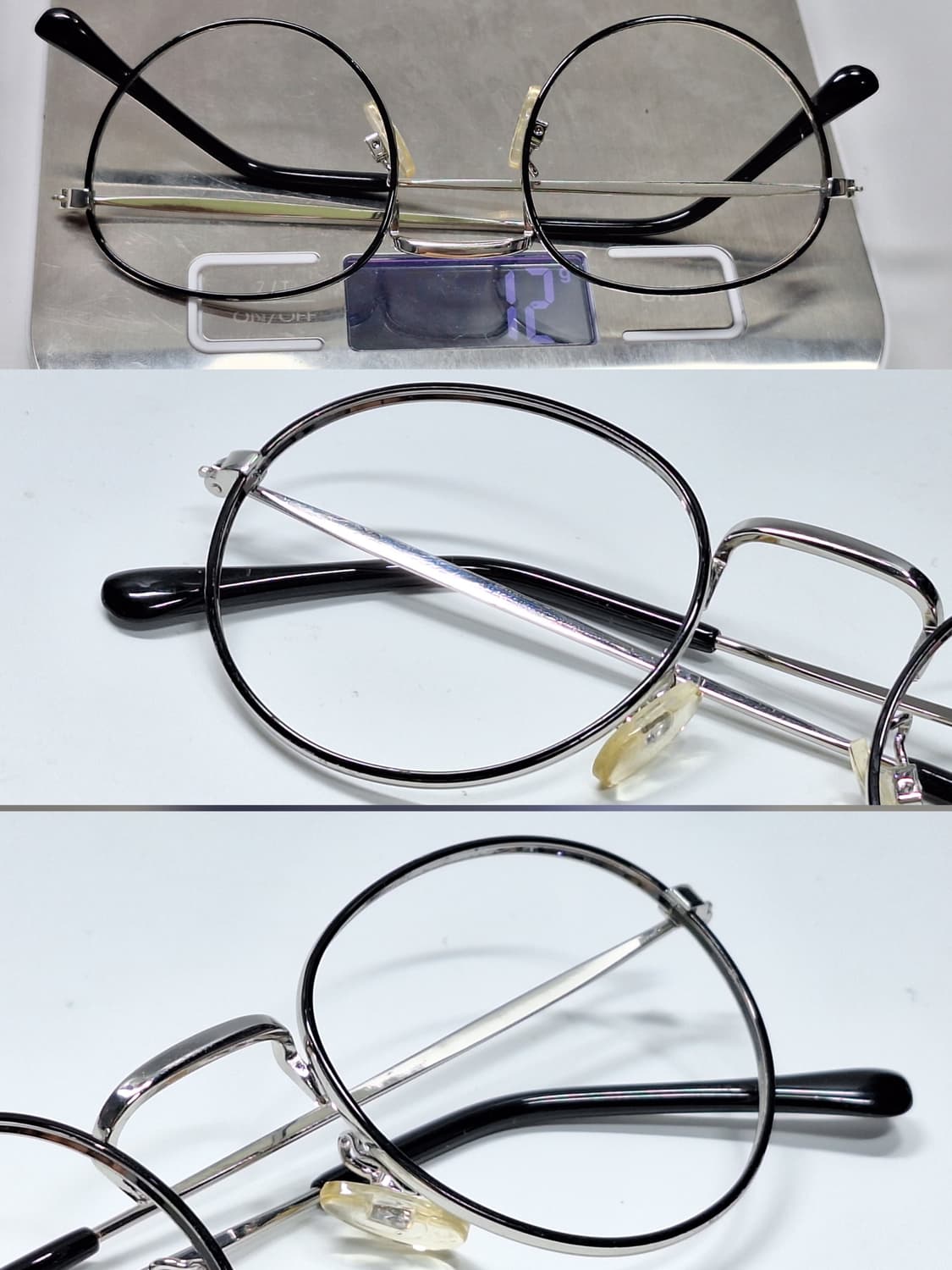 90s 일본 빈티지 라운드 블랙 칠보 안경테 128mm 클래식 레트로 패 상품이미지9