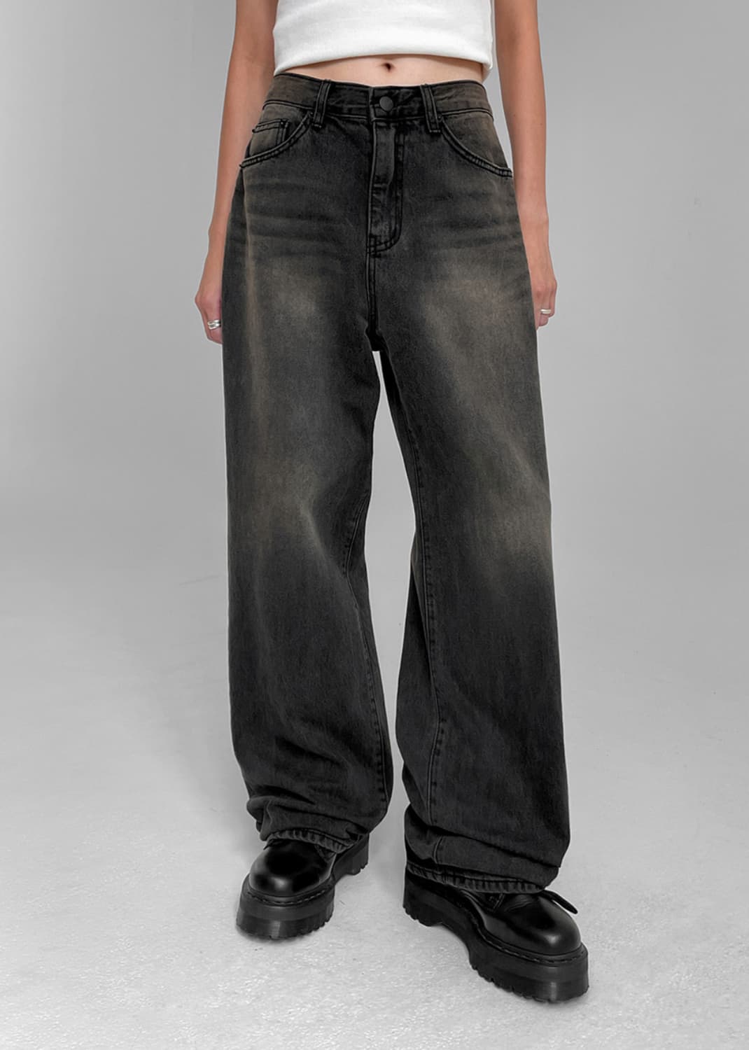워싱 와이드 데님팬츠 상품이미지1