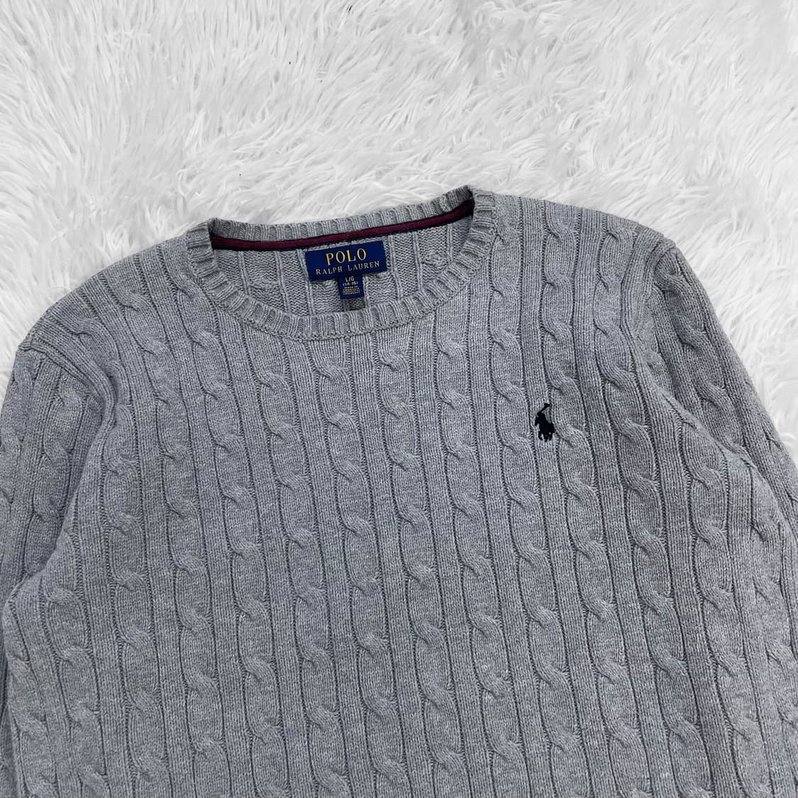 폴로 랄프로렌 포니 로고 케이블 니트 그레이 상품이미지3