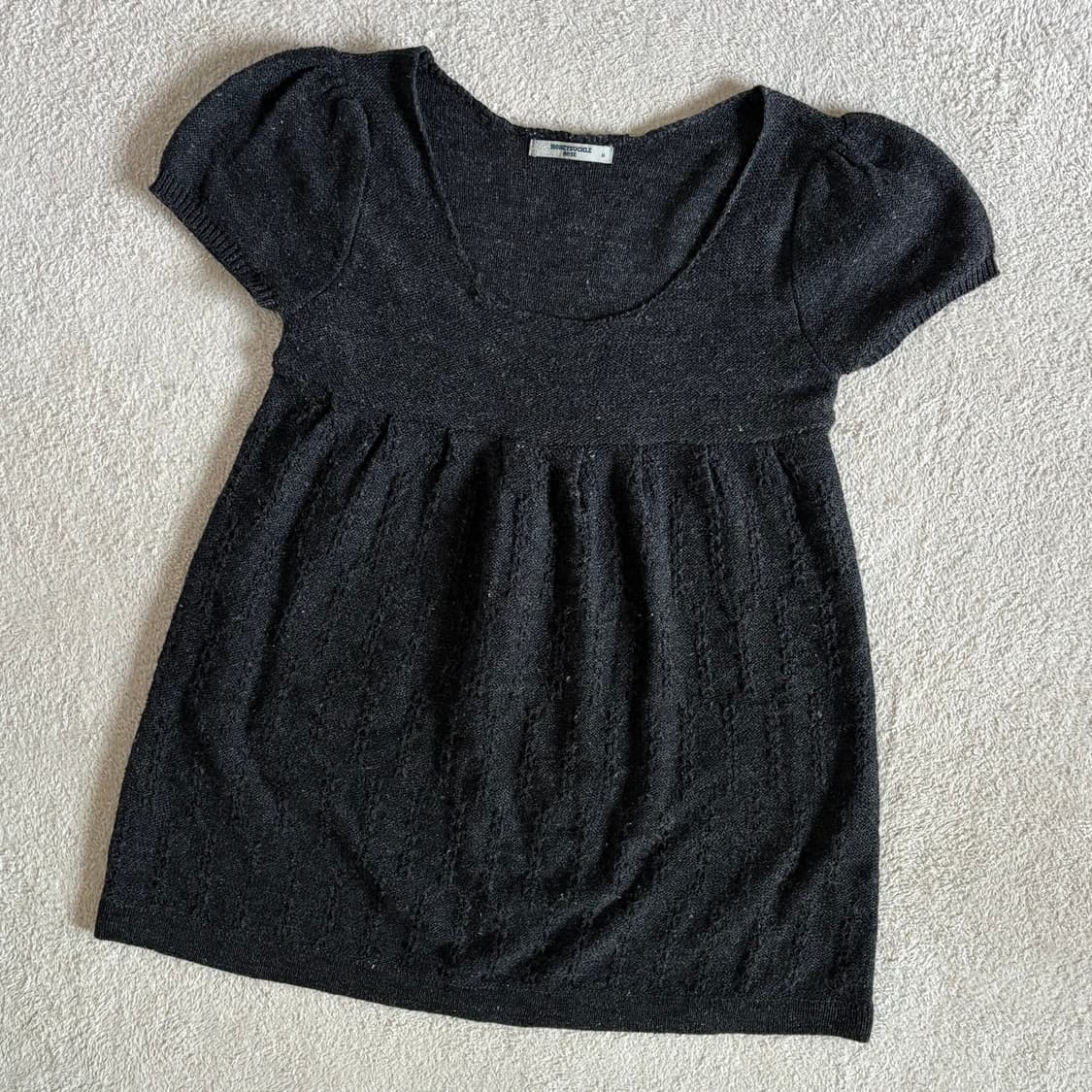 일본빈티지 honeysuckle rose 차콜 니트 반팔 원피스 탑 상품이미지1