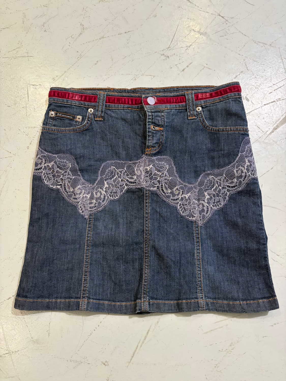 Dolce & Gabbana 레이스 디테일 데님 스커트 상품이미지3