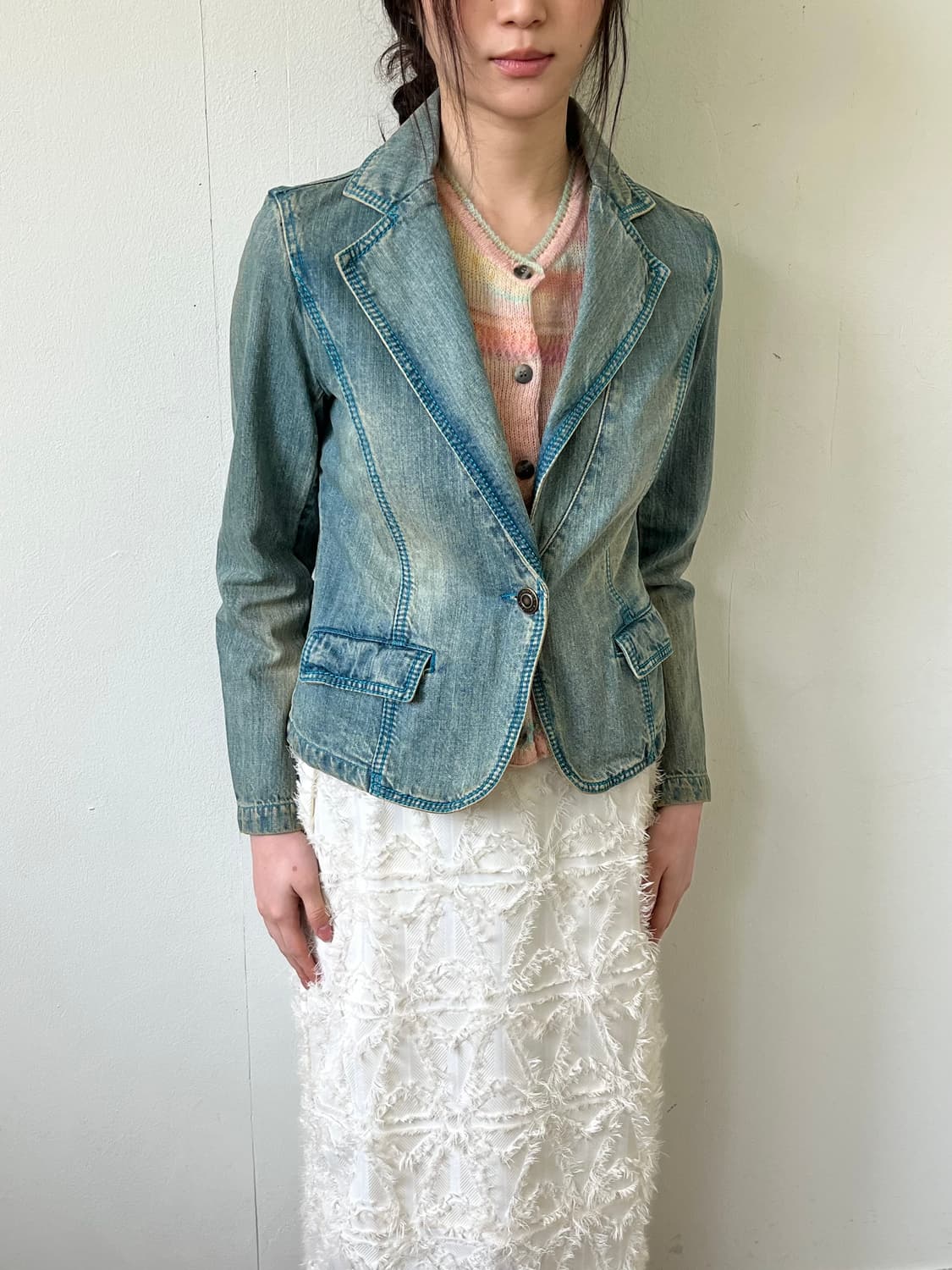 Ramonpole 원 버튼 스티치 데님 자켓 상품이미지4