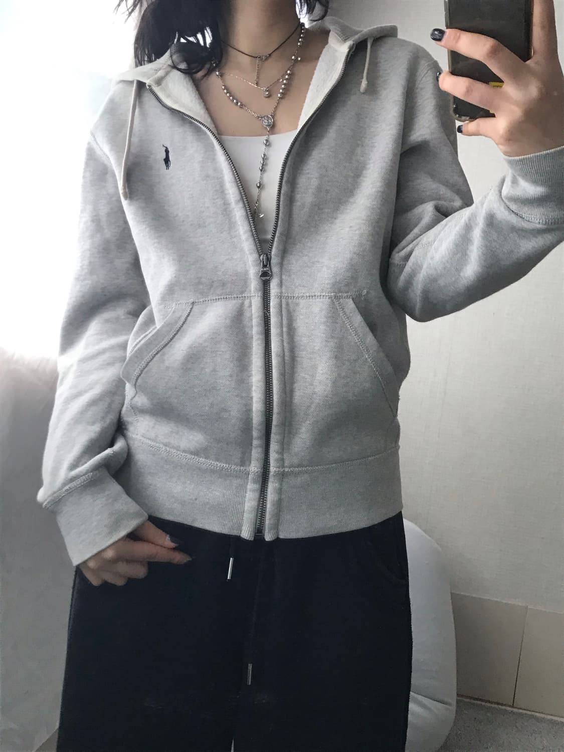 폴로 그레이 스웻 후드집업 상품이미지6