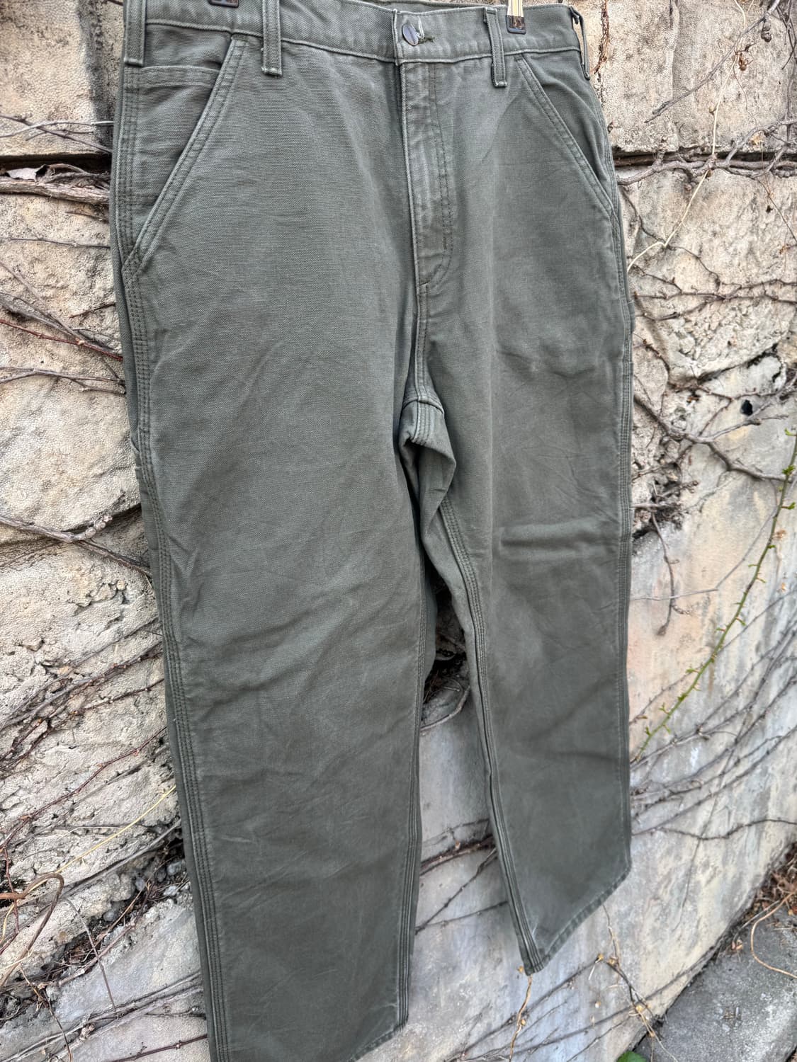 칼하트 빈티지 b111 모스그린 카펜터 싱글니 워크 팬츠 상품이미지4