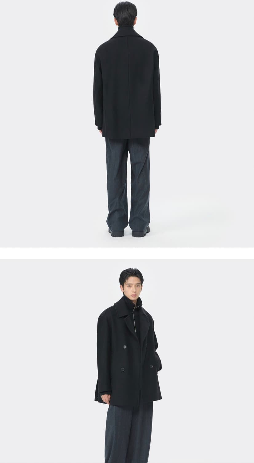 25FW 커스텀멜로우 Black Wool PeaCoat코트 상품이미지3