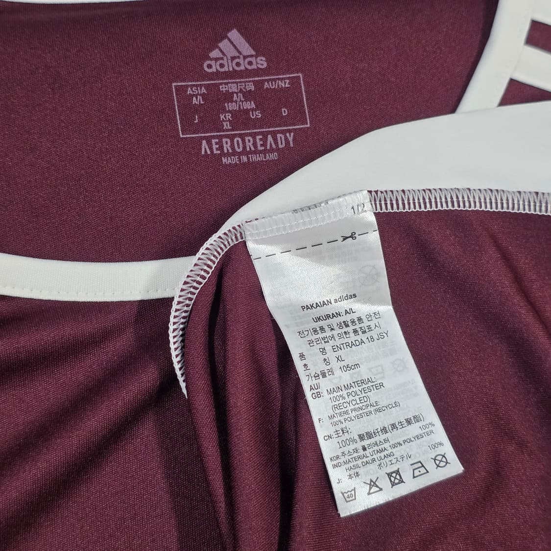 XL 100 아디다스 반팔 져지 티셔츠 버건디 상품이미지5