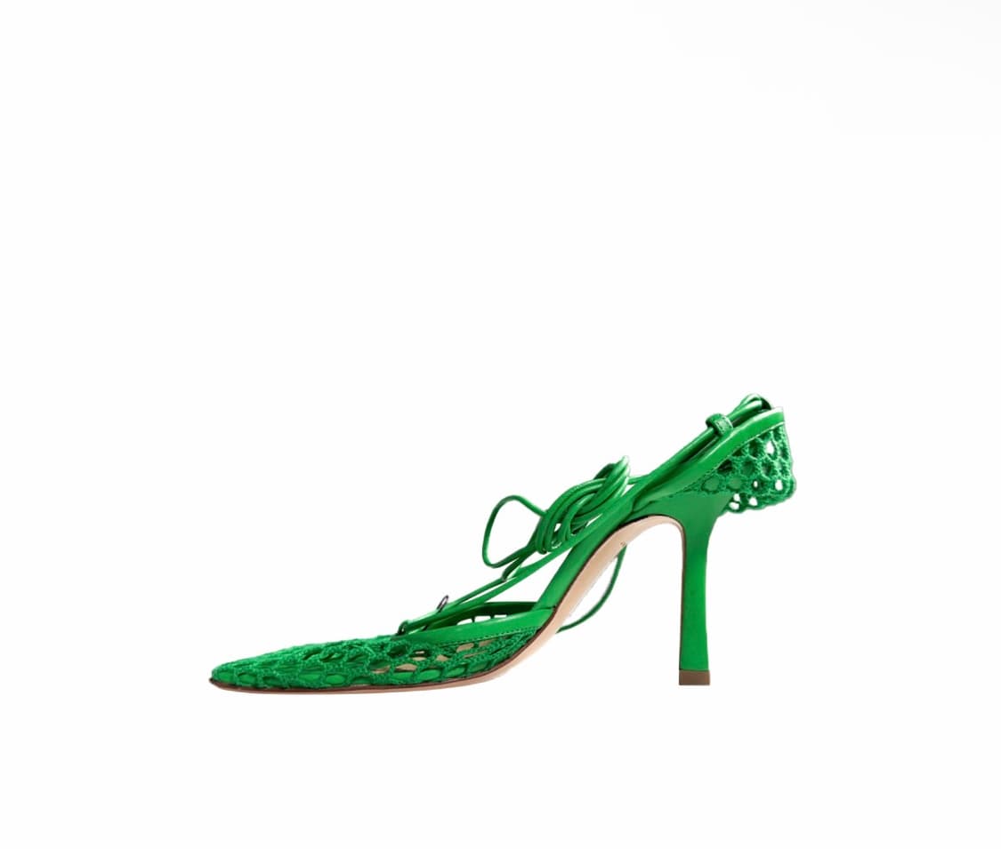 [36] 보테가베네타 여성 스트레치 레이스업 스트랩 펌프스 샌들 그린 상품이미지2