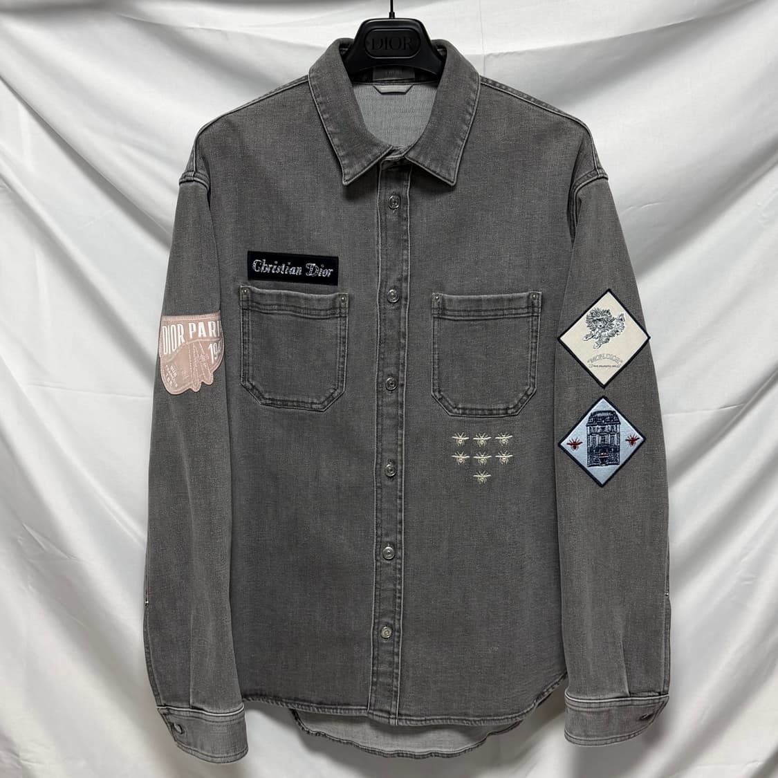 [S+급/39] 디올 Bee자수 로고 데님 셔츠 자켓 그레이 상품이미지1