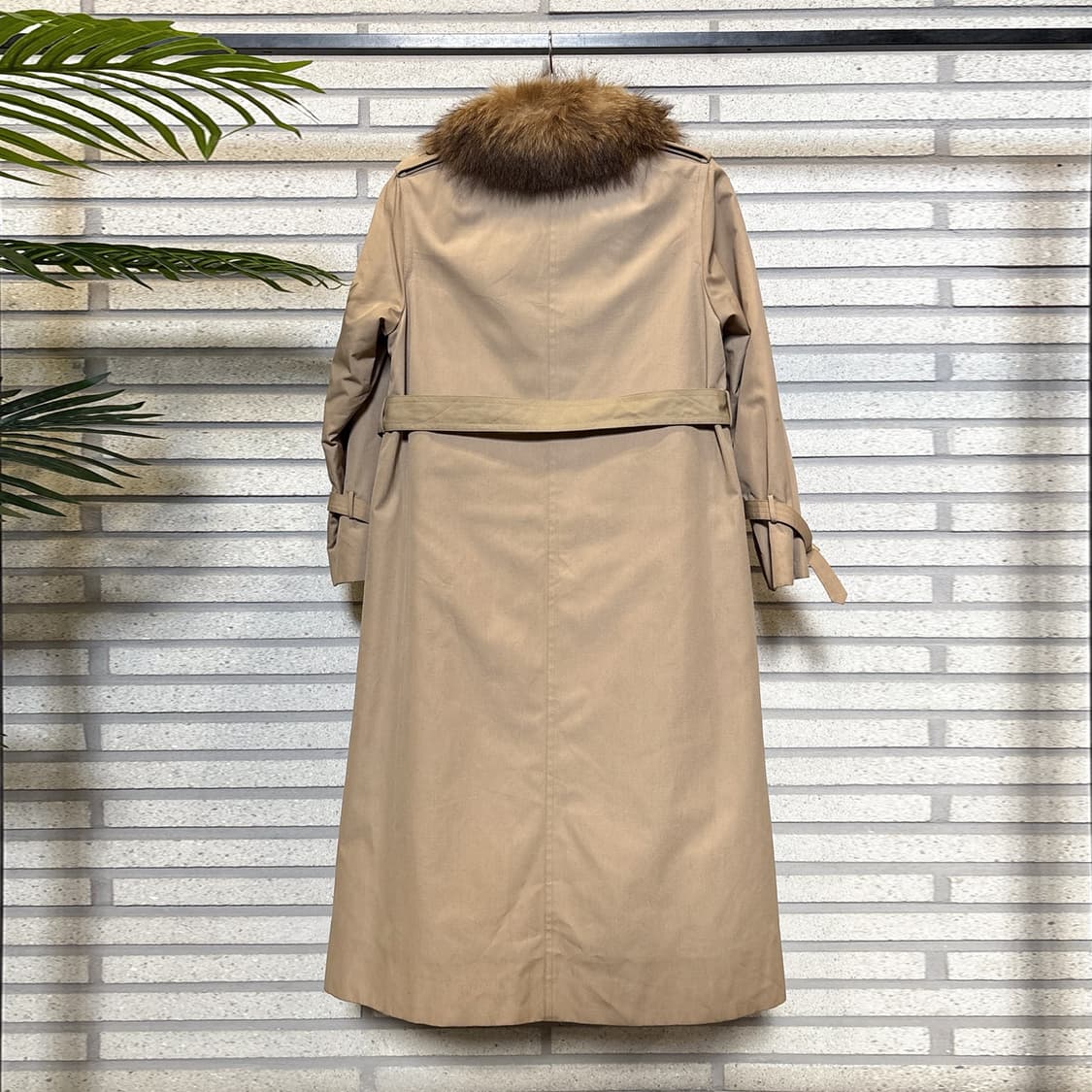 JPN VINTAGE 롱라인 퍼카라 트렌치코트 탈부착 안감 디테일 베이지 상품이미지3