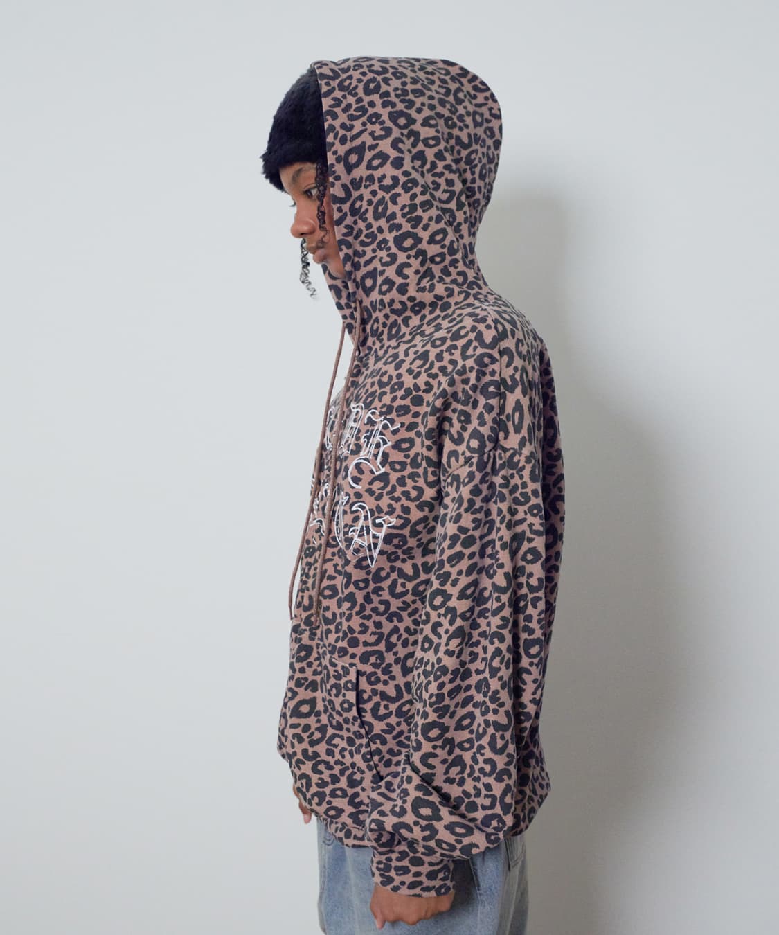 스웨이드 레오파드 후드 집업 상품이미지3