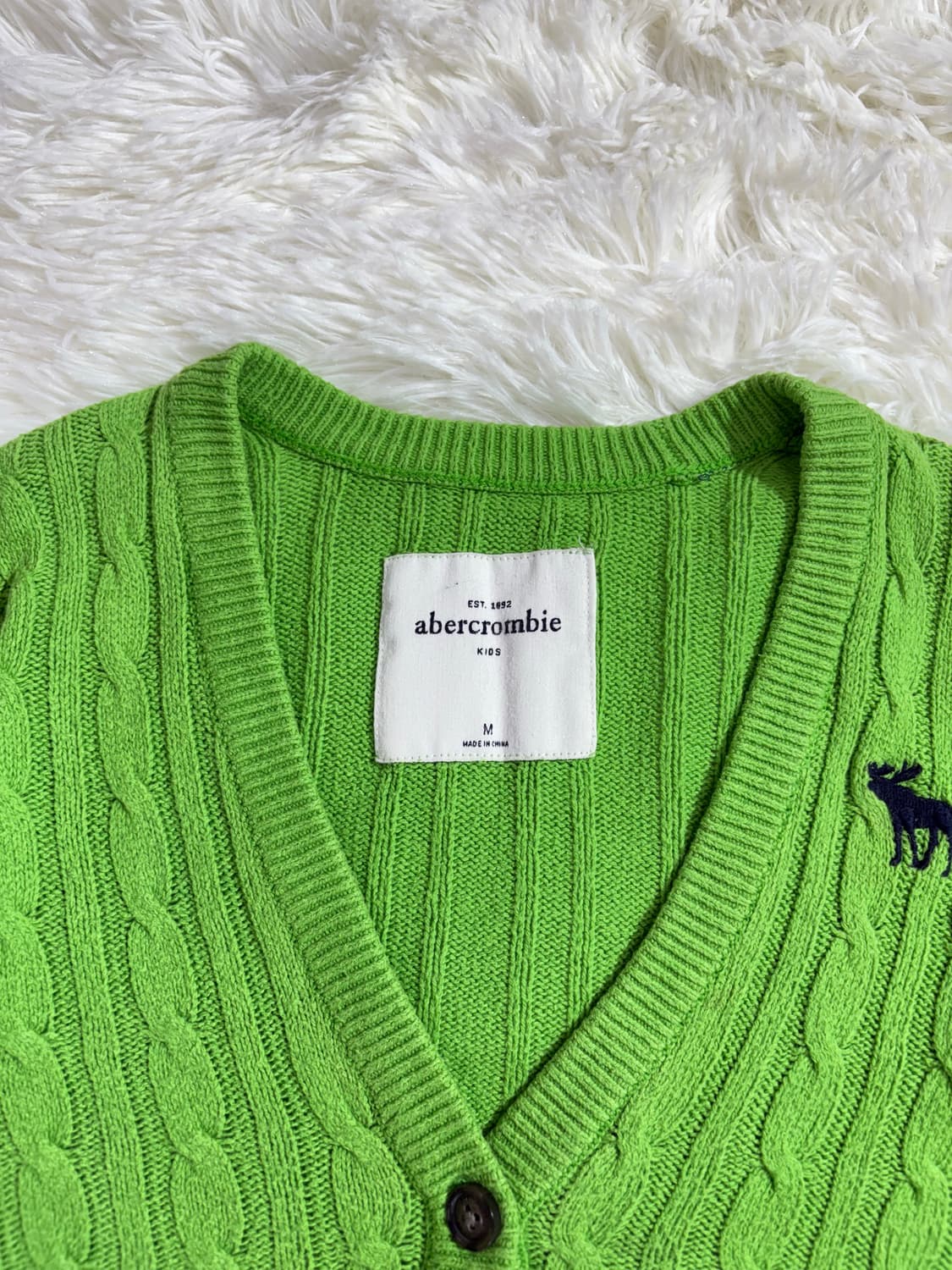 아베크롬비 페일그린 자수로고 꽈배기 가디건  상품이미지6