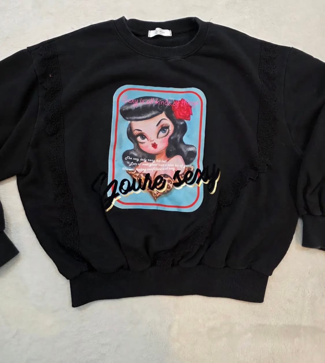 (여성) 레이스 포인트 맨투맨 상품이미지3