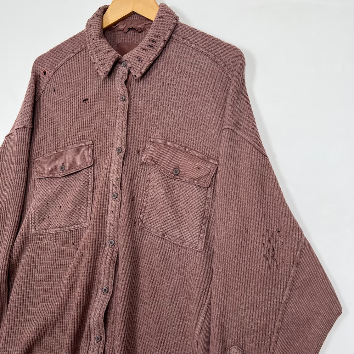 Vintage ditressed waffle shirt 상품이미지3