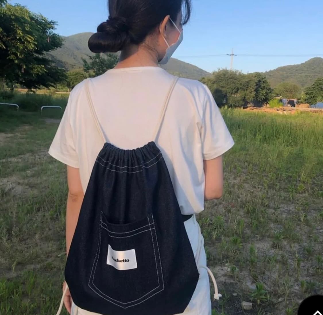 뽀겟또 데님 스트링 백팩 상품이미지2