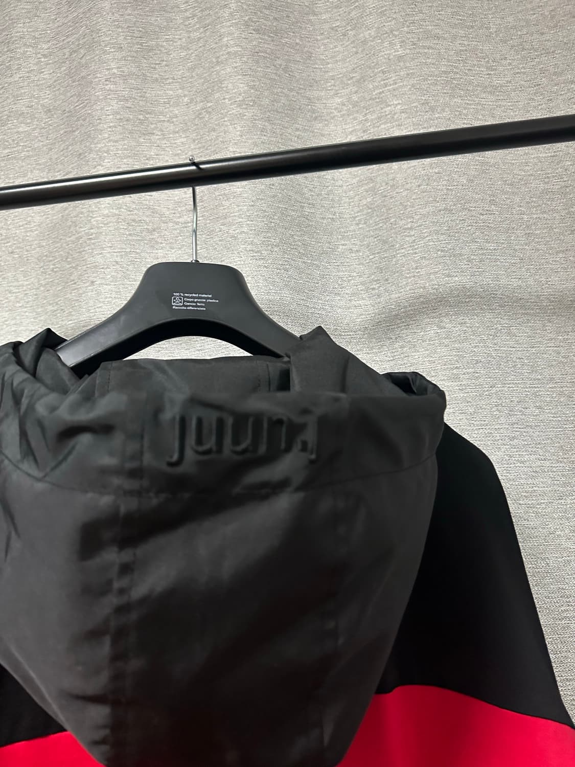 준지 레이어드 후드 럭비 카라티 검빨 (L) 상품이미지5