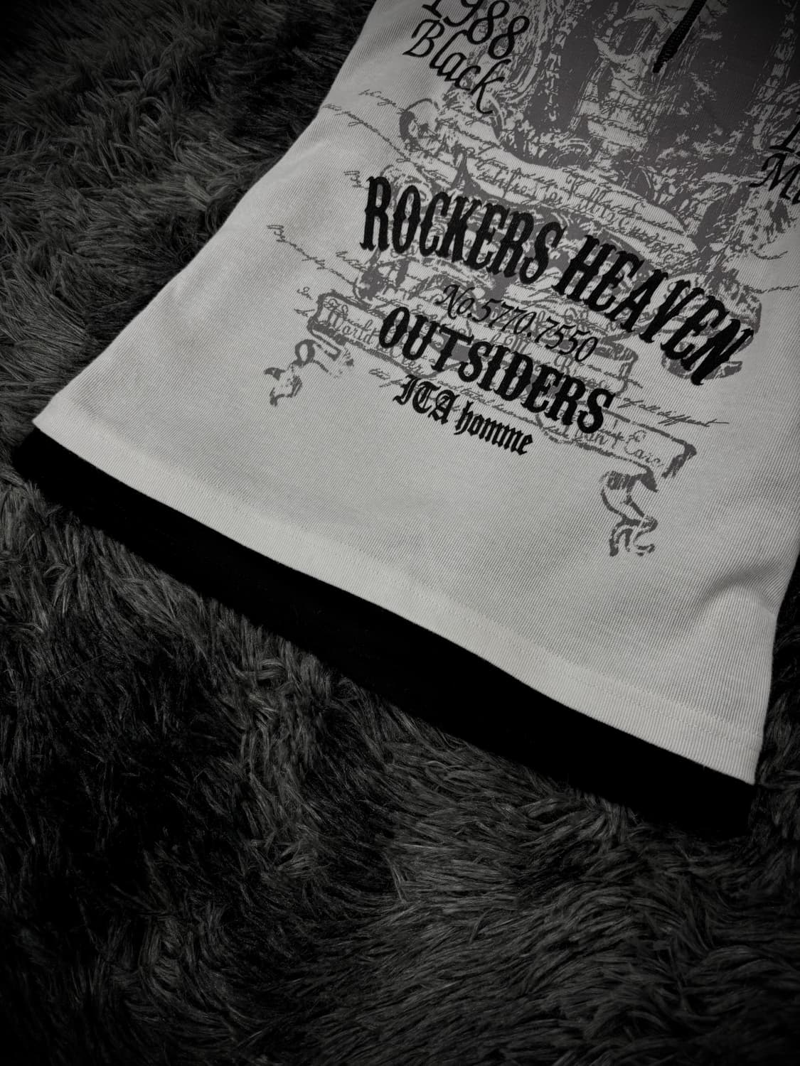 블랙&화이트 레이어링 펑크 해골 레터링 반팔 상품이미지4