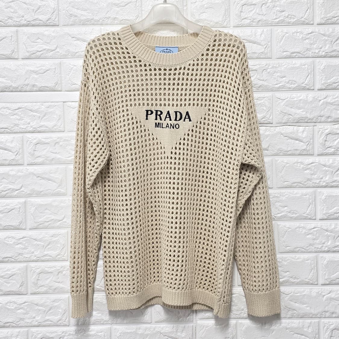 택포) 프라다 아이보리 메쉬 니트 M 상품이미지1