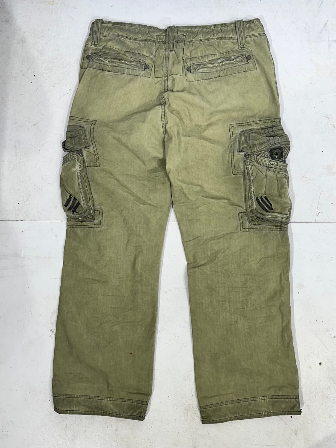 빈티지 y2k 올리브 카키 포켓 포인트 카고 팬츠 와이드 바지  상품이미지5