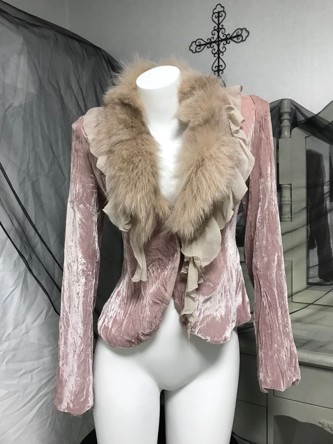페어리 벨벳 퍼 가디건 자켓 상품이미지1