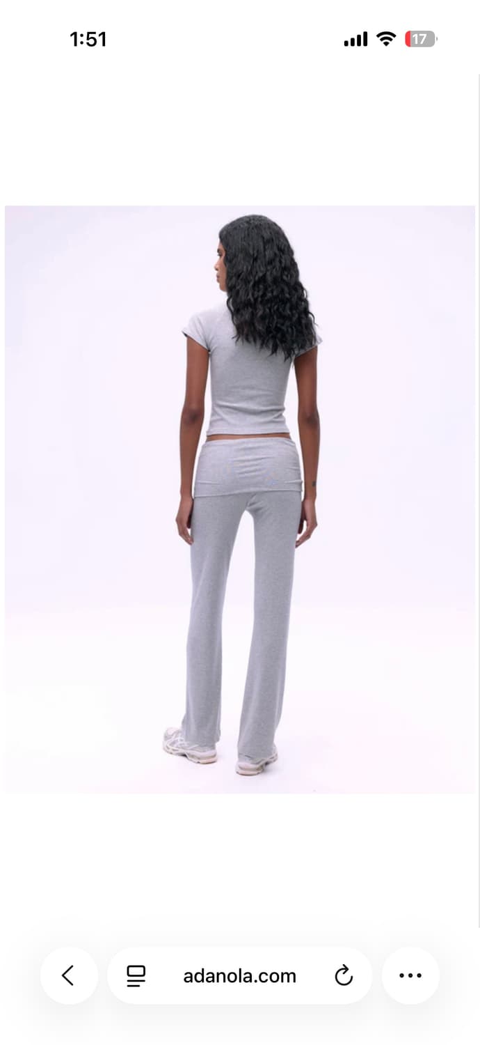 ADANOLA 아다놀라 Rib Fold Over Pants - Grey  상품이미지4
