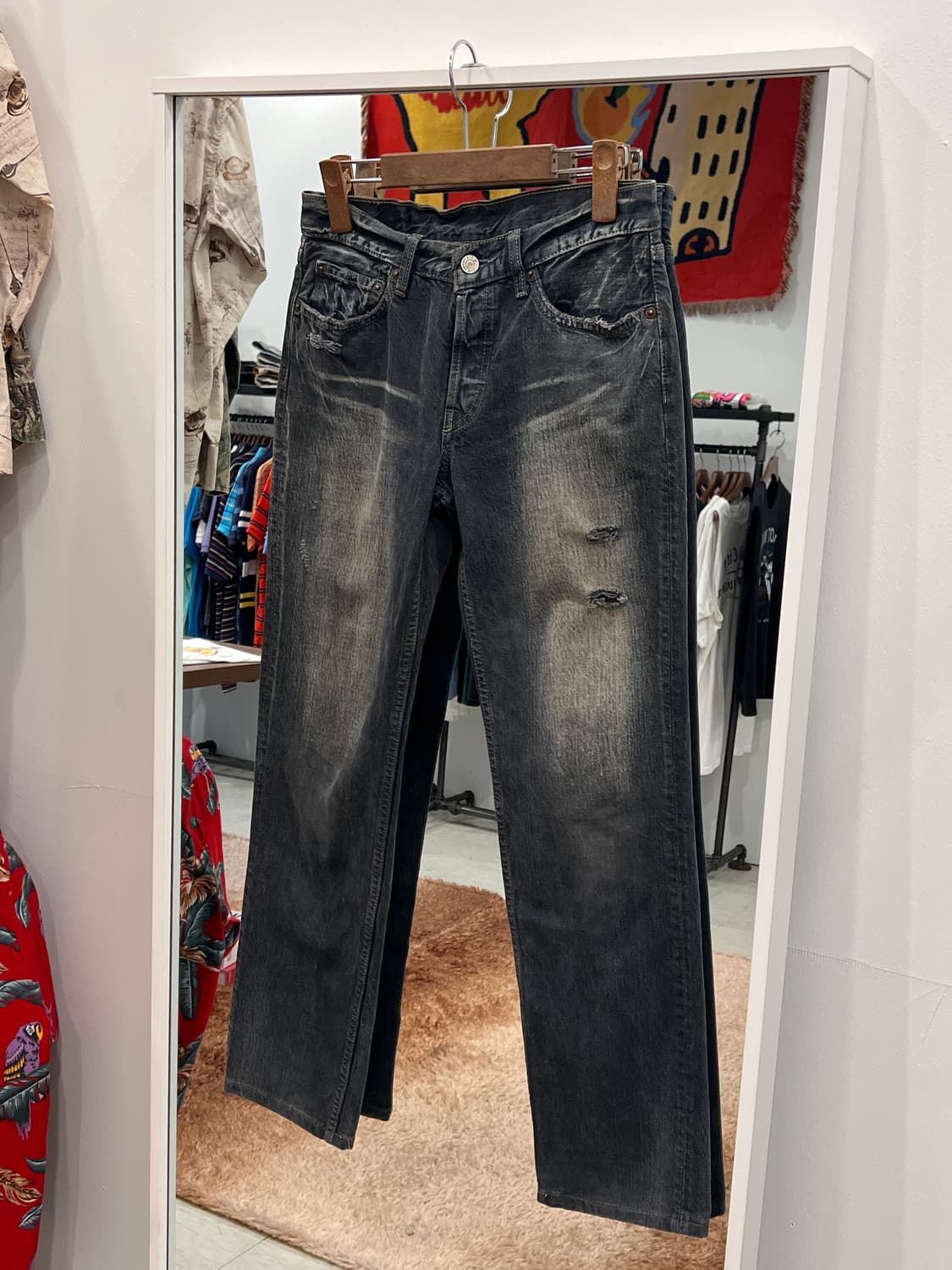 00s Levis 리바이스 501 빈티지 흑청 데님 팬츠 (28-29) 상품이미지1