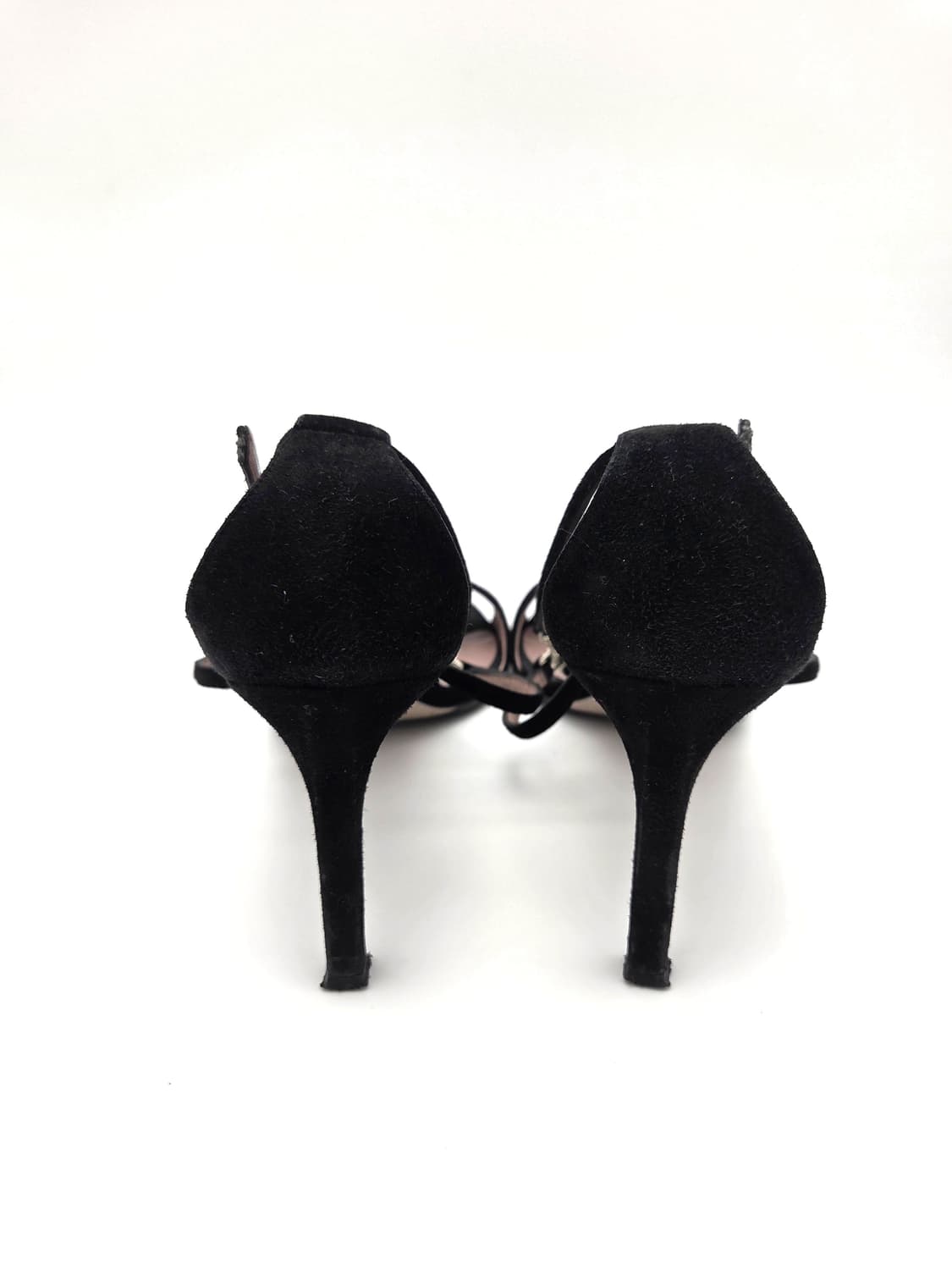 구찌GG 블랙 스웨이드 크리스탈 앵클스트랩 샌들 힐 37반 상품이미지4