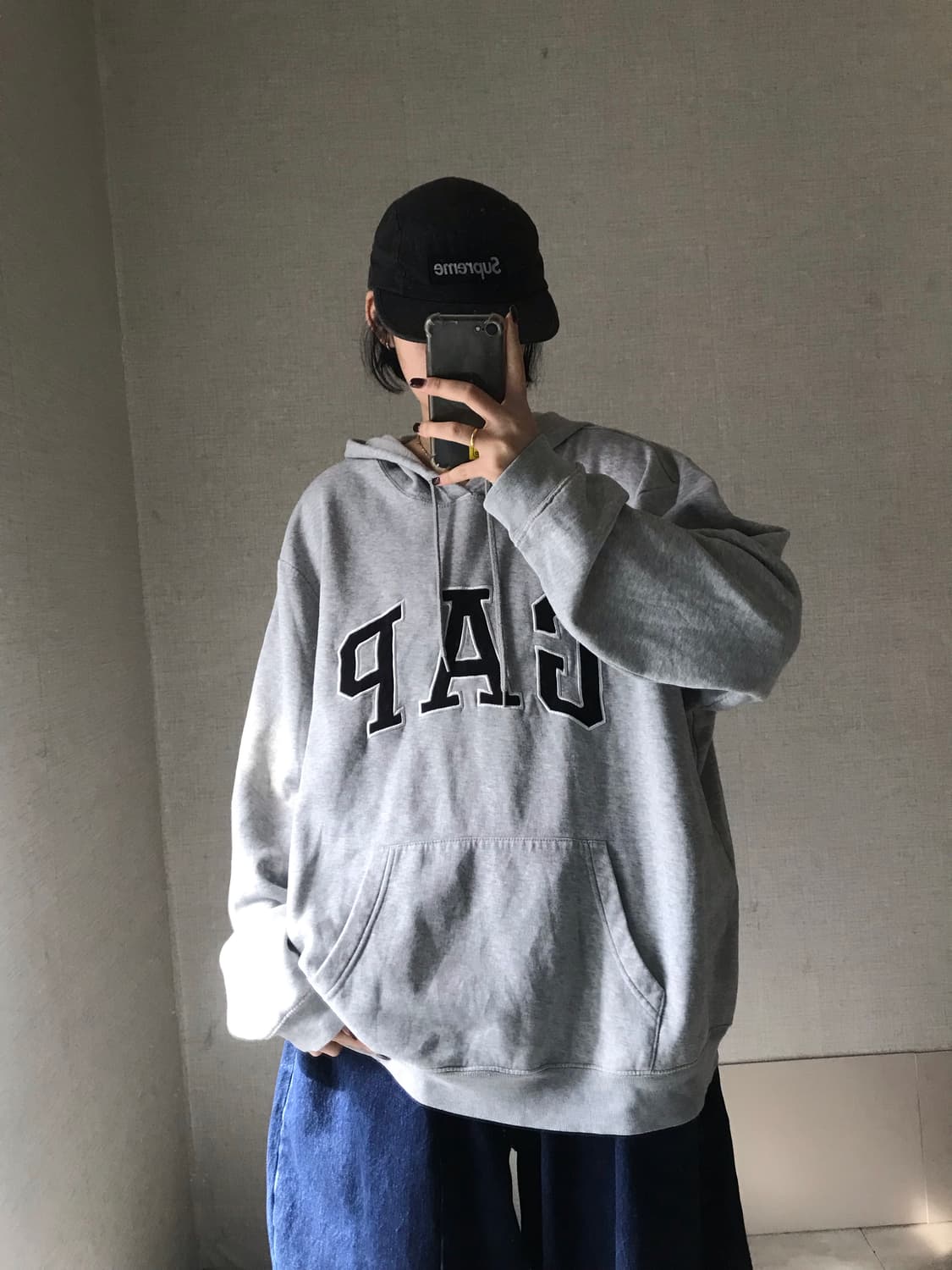 갭 그레이 오버핏 후드티 상품이미지3