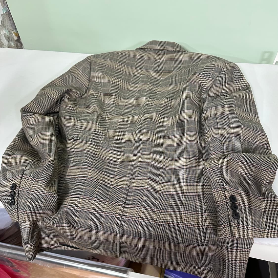 M 토니웩 베이지 울 체크 블레이저 상품이미지4