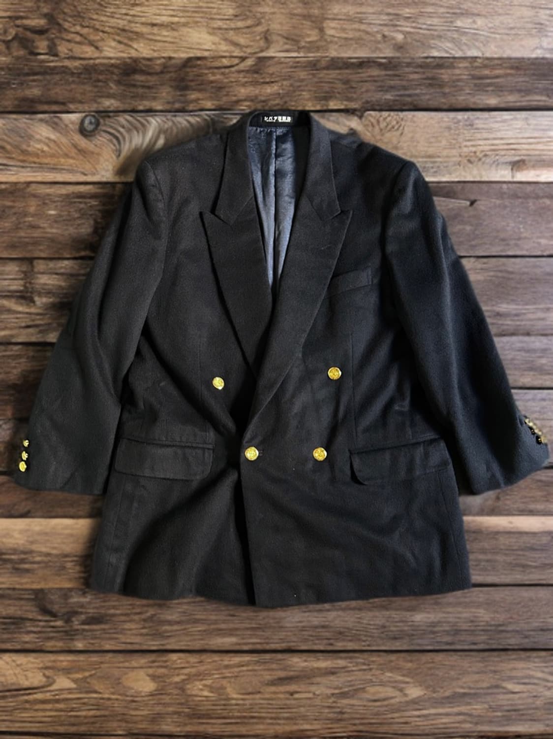 빈티지 100% 캐시미어 더블 브레스티드 네이비 금장 블레이저 상품이미지1