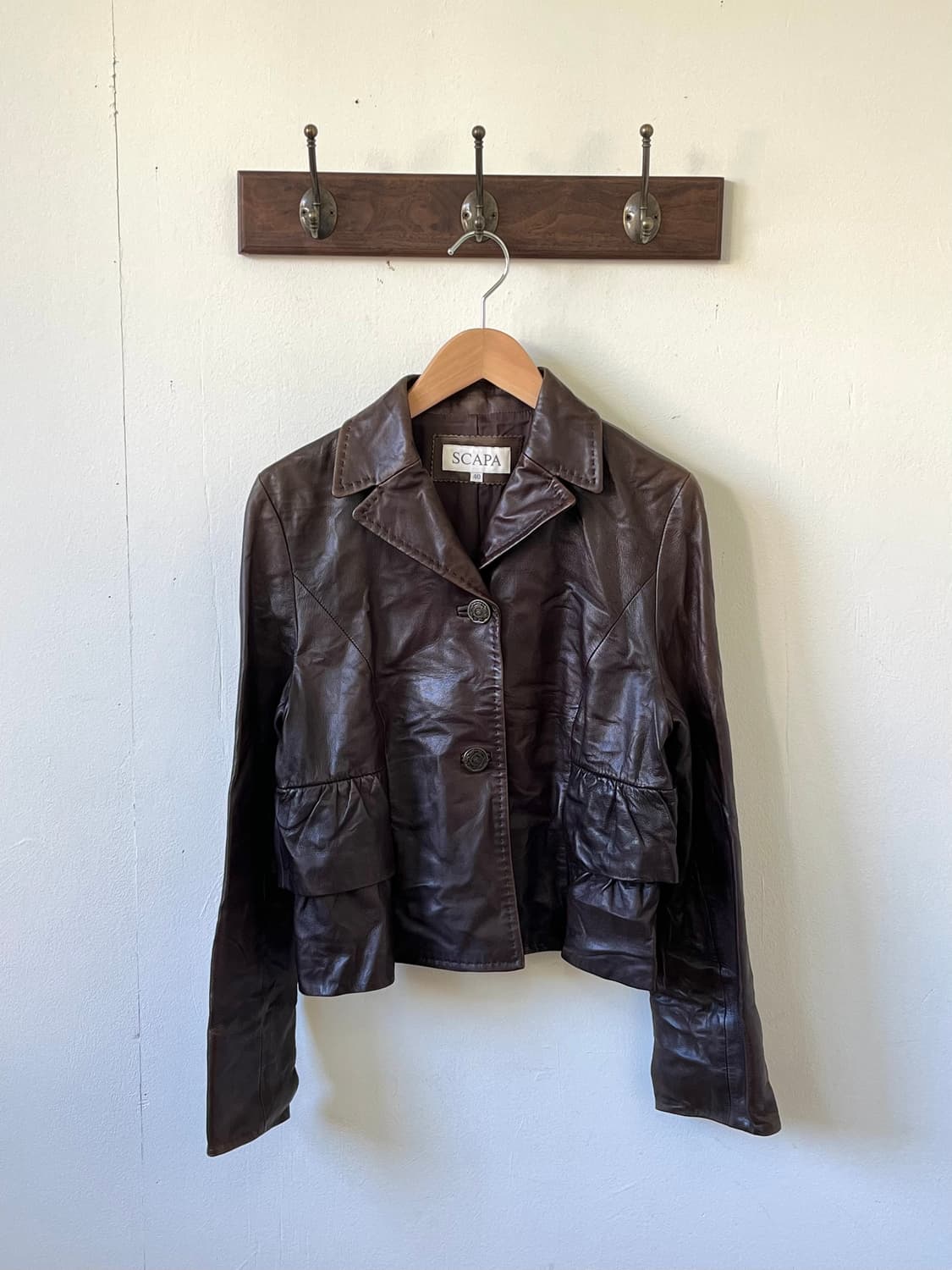 SCAPA 다크브라운 프릴 레더 자켓 상품이미지1