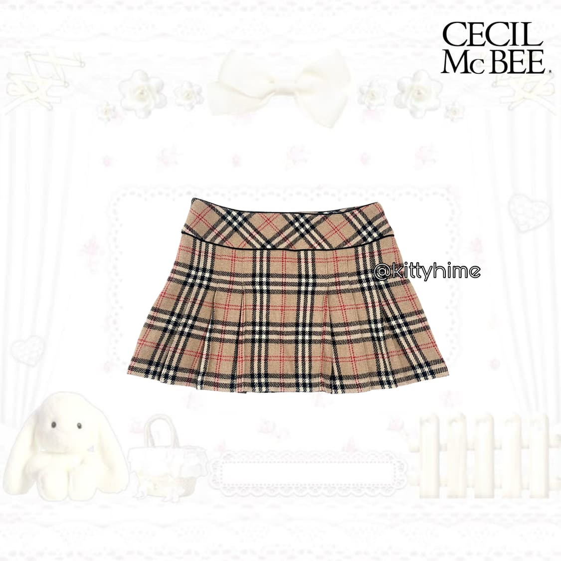 Cecil mcbee 버버리깔 플리츠스커트세실맥비스커트숏스Burberry 상품이미지1