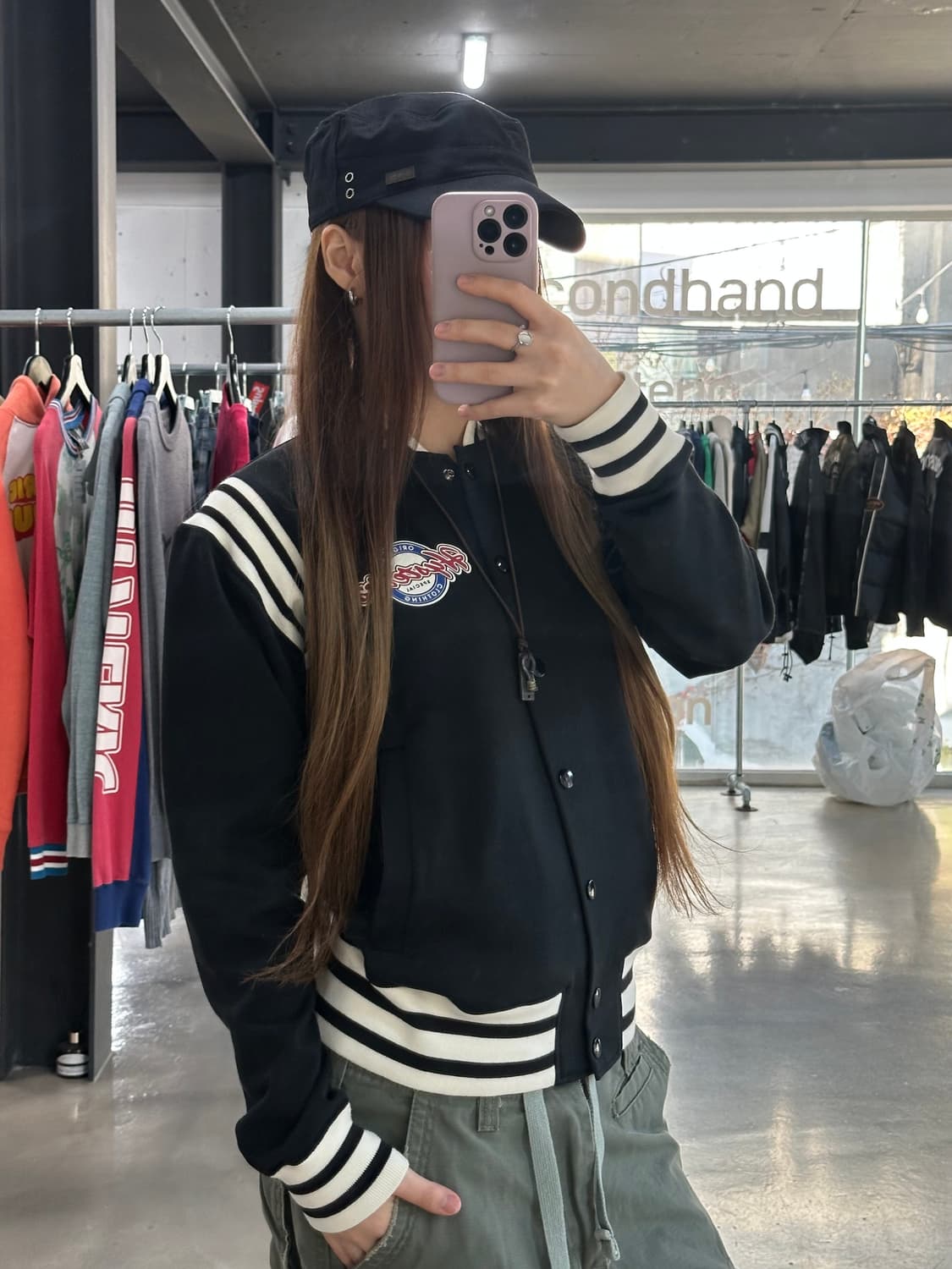 히스테릭글래머 90s 백로고 코튼 스타디움자켓 상품이미지3