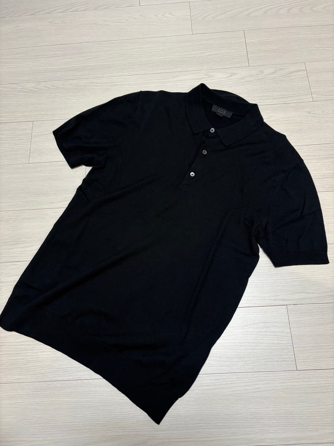 COS 코스 블랙 반팔 메리노 실크 폴로 셔츠 XS(95사이즈) 상품이미지1
