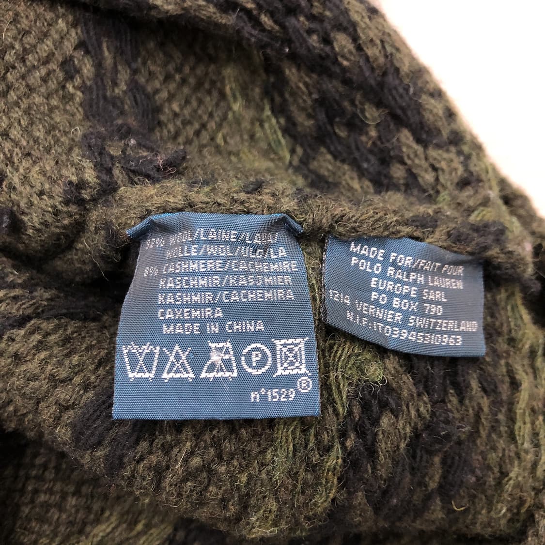 폴로 랄프로렌 핸드니트 울 캐시미어 숄카라 니트 스웨터 M 상품이미지4