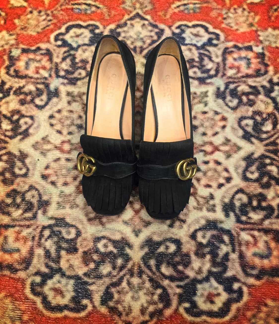 구찌(Gucci)의 GG 마몽 스웨이드 미드힐 펌프스 상품이미지7