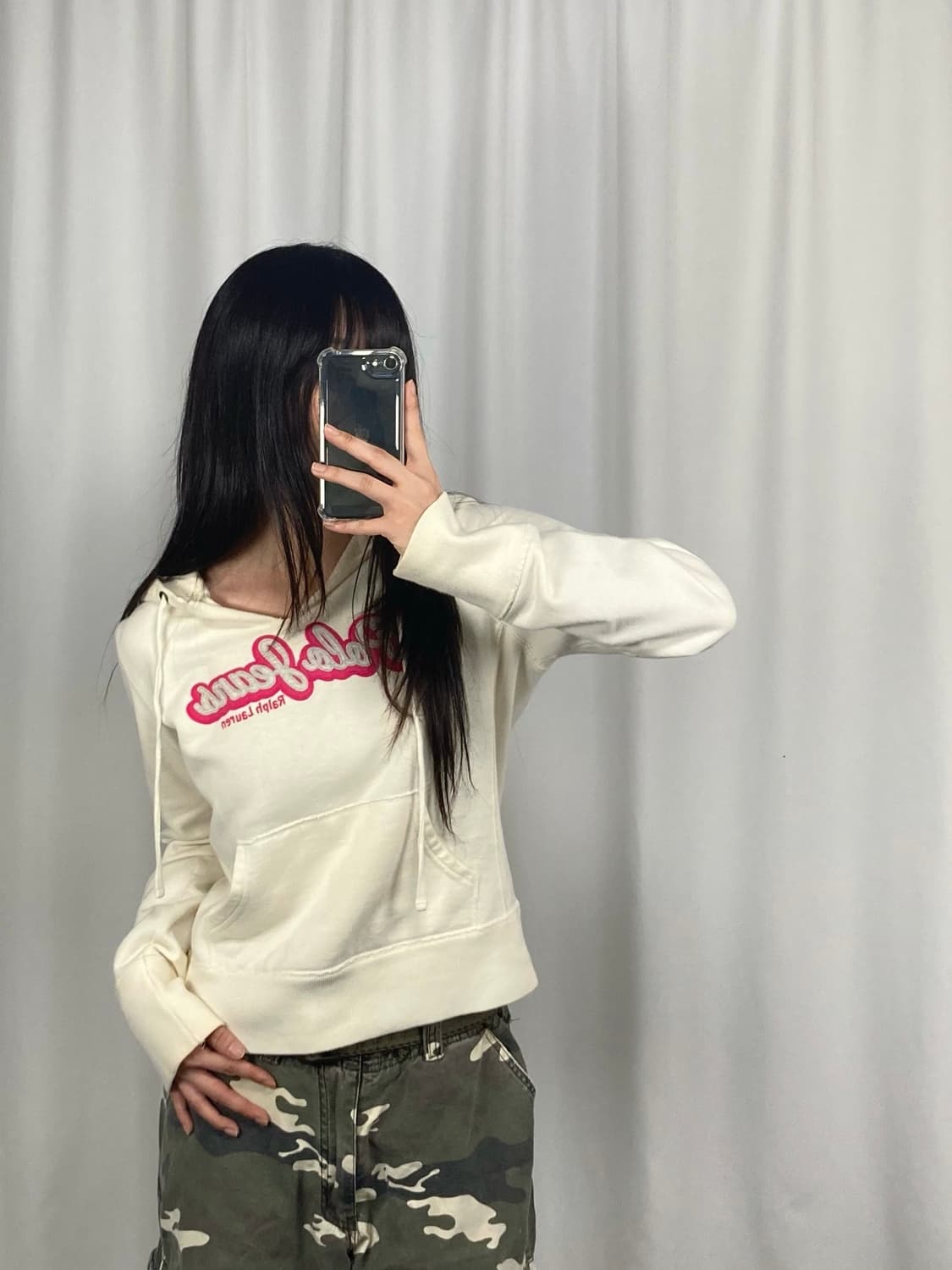 폴로 진스 아이보리 후드티 상품이미지1