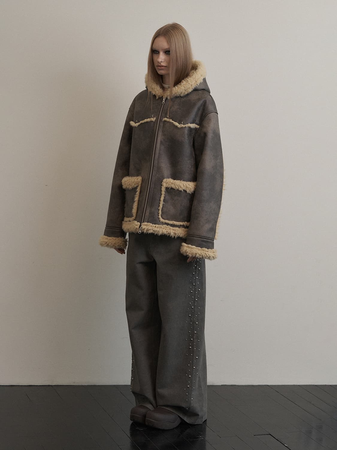 셋업이엑스이 HOODIE MUSTANG JACKET / BROWN 상품이미지4