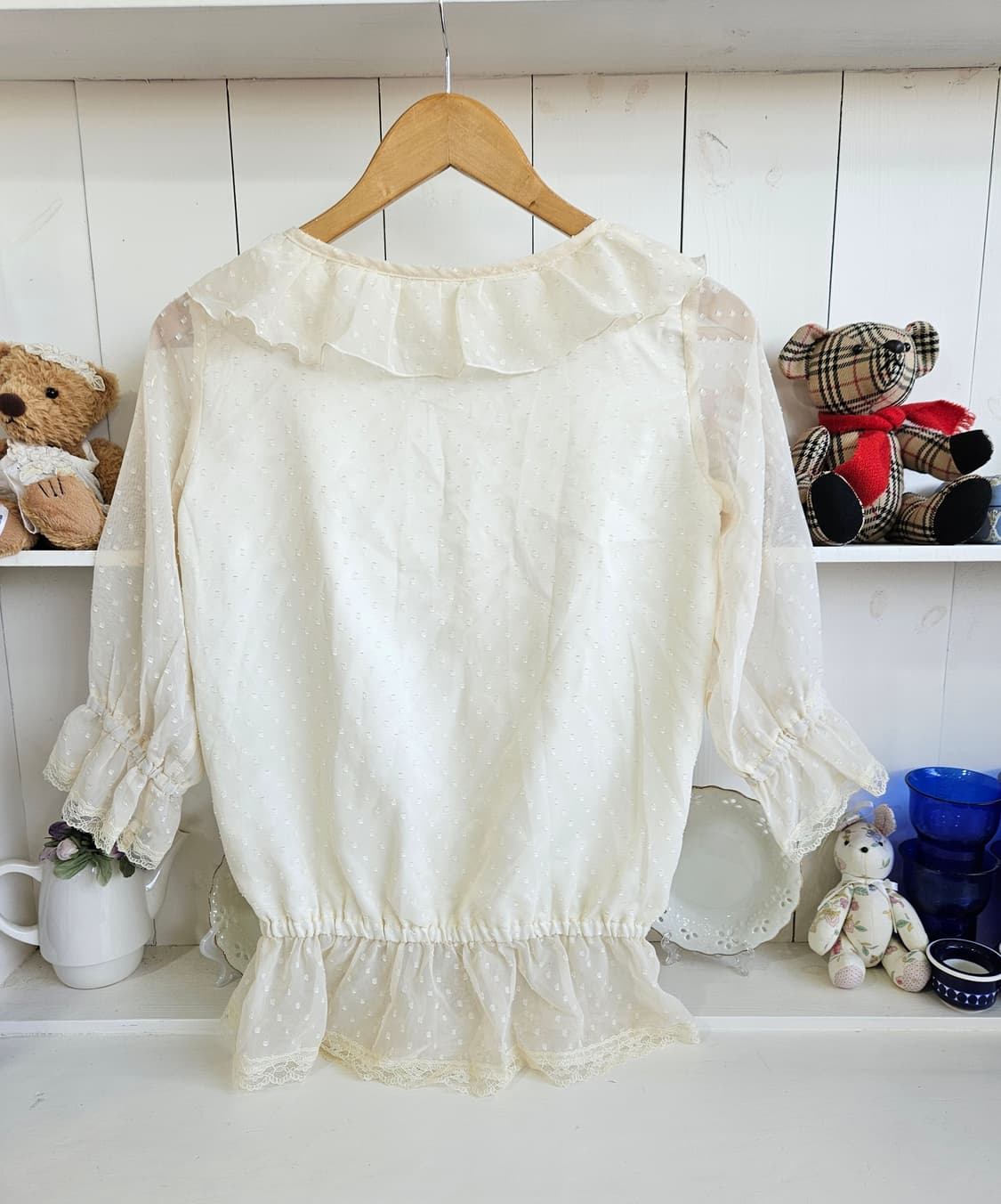 도트 쉬폰 프릴 블라우스 상품이미지5