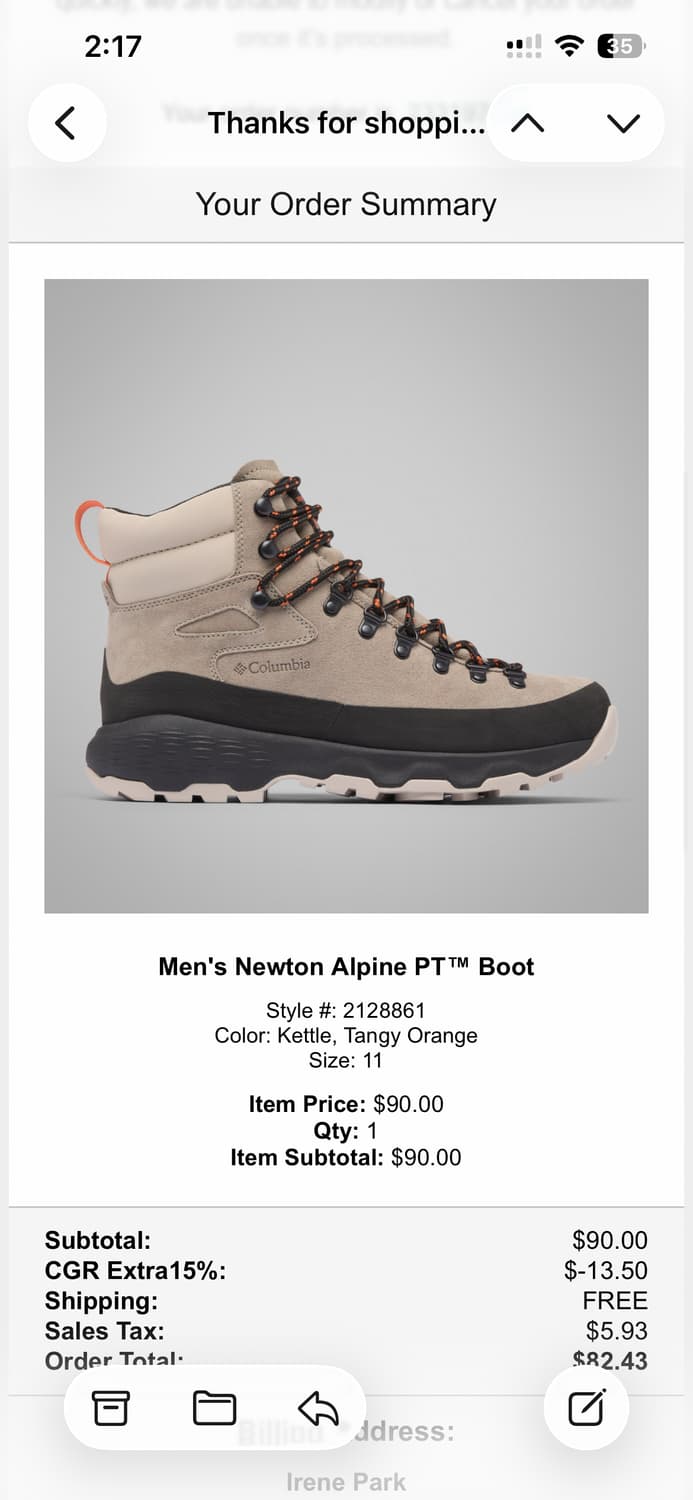 컬럼비아 뉴튼 알파인 등산화  290mm 새상품 상품이미지8