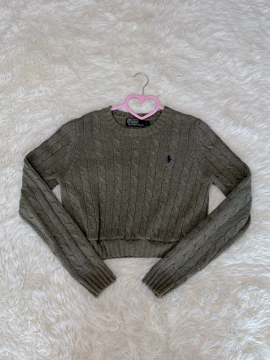 폴로 카키 꽈배기 니트 상품이미지1