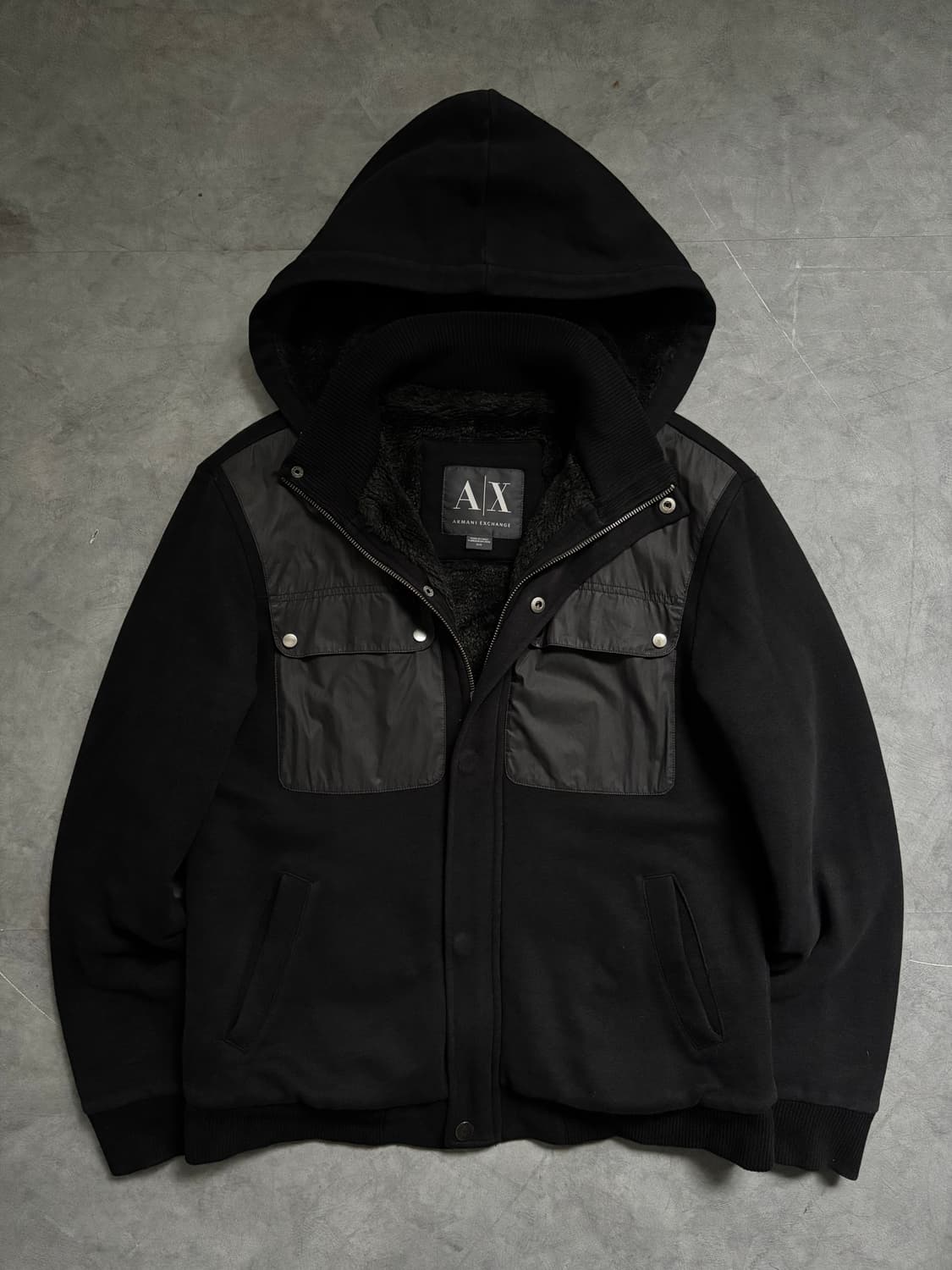 Armani Exchange 아르마니 익스체인지 블랙 퍼트리밍 후드집업  상품이미지1