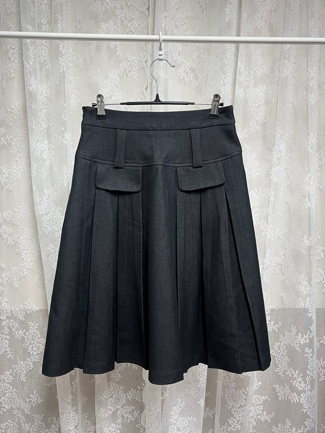 S) 쿠오세 KUOSE 플리츠 미디 스커트 블랙 상품이미지2